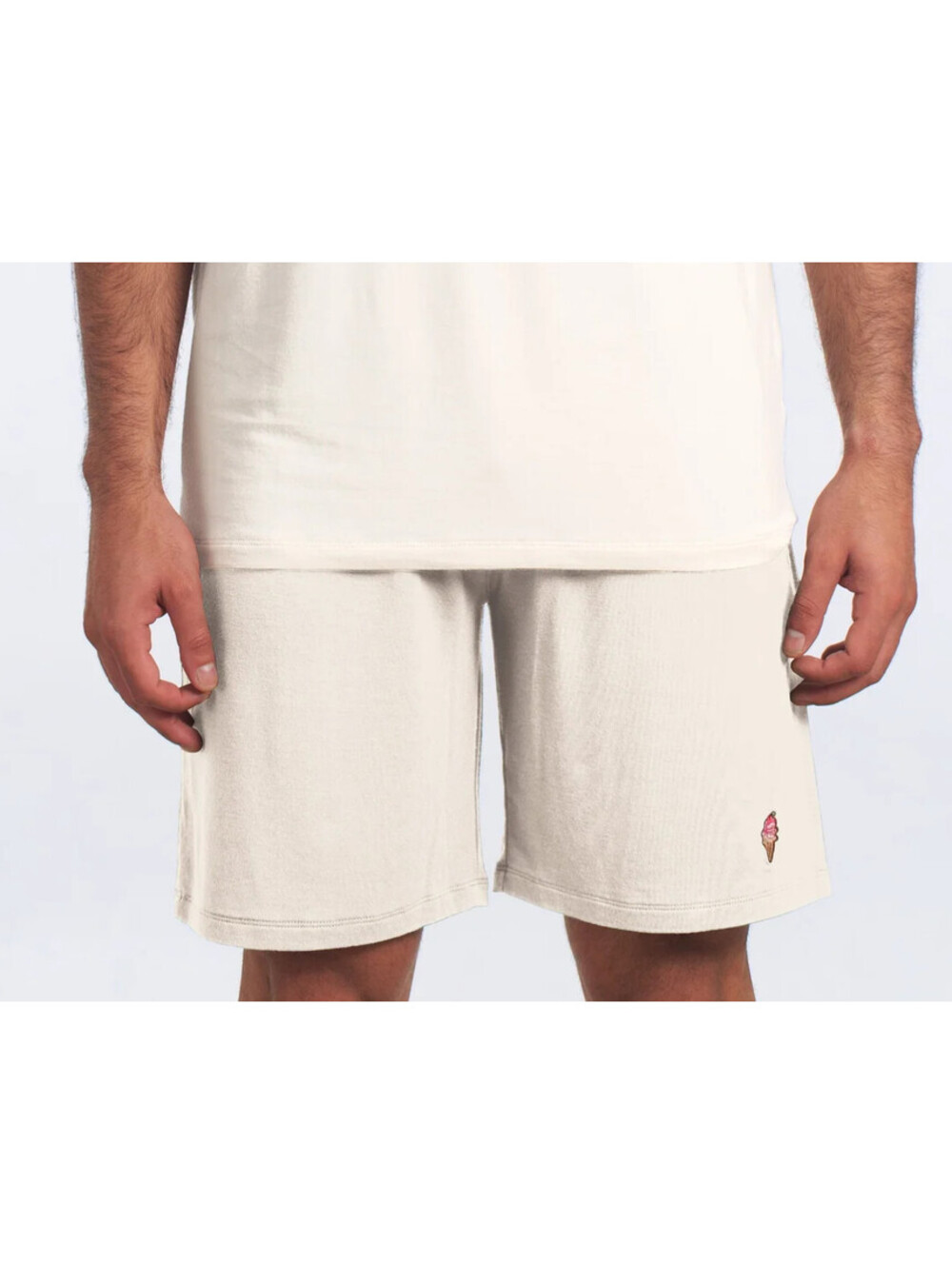 Jared Lang XL Pajama Shorts White Ice Cream Embroidered Viscose JSH-4106